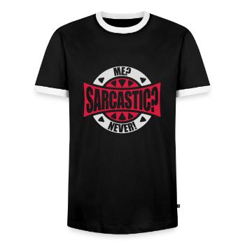 me sarcastic never Zitat - Männer Kontrast-T-Shirt - Schwarz/Weiß - Vorne - AI Model Female 172 light (172cm) & AI Model Male 178 light (178cm)