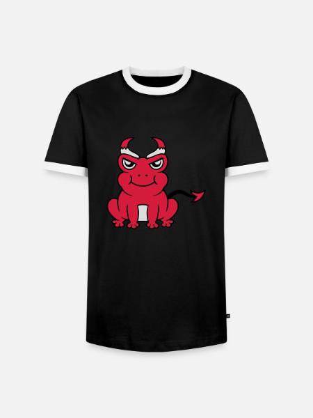 Devil Horns Frog Demon - Men's Ringer Shirt - black/white