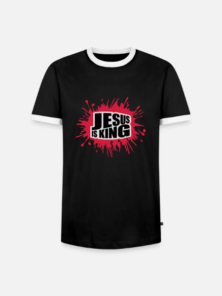 jesus is king quote - Men's Ringer Shirt - black/white