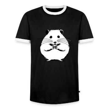 Hamster mignon animal rongeur animaux animal vecteur 10 - T-shirt contrasté Homme - noir/blanc - Devant - AI Model Female 172 light (172cm) & AI Model Male 178 light (178cm)