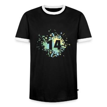 Splash couleur numéro 14 - T-shirt contrasté Homme - noir/blanc - Devant - AI Model Female 172 light (172cm) & AI Model Male 178 light (178cm)