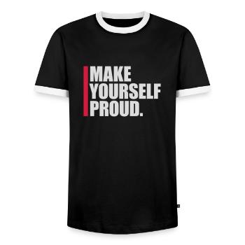 make yourself proud Zitat - Männer Kontrast-T-Shirt - Schwarz/Weiß - Vorne - AI Model Female 172 light (172cm) & AI Model Male 178 light (178cm)