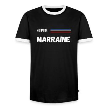 super marraine - t-shirt assorti - T-shirt contrasté Homme - noir/blanc - Devant - AI Model Female 172 light (172cm) & AI Model Male 178 light (178cm)