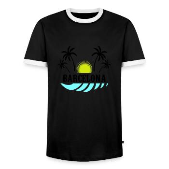 Barcelona - Men's Ringer Shirt - black/white - Front - AI Model Female 172 light (172cm) & AI Model Male 178 light (178cm)