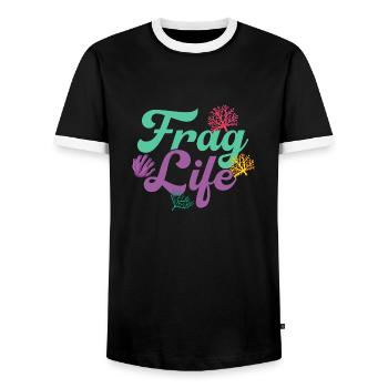 Demandez au propriétaire de l’aquarium Life Fish Keeping - T-shirt contrasté Homme - noir/blanc - Devant - AI Model Female 172 light (172cm) & AI Model Male 178 light (178cm)