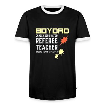 Boy Dad Daddy of Sons Father of Boys Gift - Men's Ringer Shirt - black/white - Front - AI Model Female 172 light (172cm) & AI Model Male 178 light (178cm)