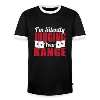 Aces Spades Poker I'm Silently Judging Your Range - Männer Kontrast-T-Shirt - Schwarz/Weiß - Vorne - AI Model Female 172 light (172cm) & AI Model Male 178 light (178cm)