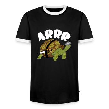 Arrr Pirate Tortoise Turtle Reptile Kids - Men's Ringer Shirt - black/white - Front - AI Model Female 172 light (172cm) & AI Model Male 178 light (178cm)