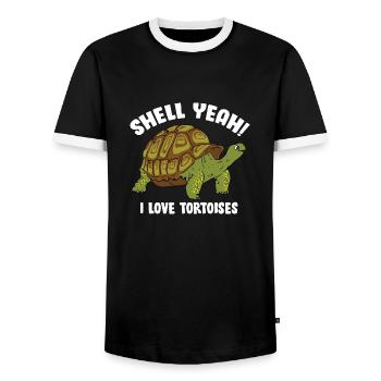 Cute Funny Shell yes I Love Tortoises Turtle Rept - Men's Ringer Shirt - black/white - Front - AI Model Female 172 light (172cm) & AI Model Male 178 light (178cm)