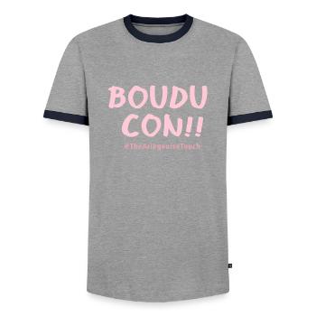 Boudu con ! - T-shirt contrasté Homme - gris/marine  - Devant - AI Model Female 172 light (172cm) & AI Model Male 178 light (178cm)