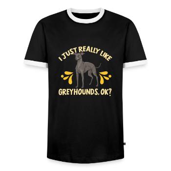 Italienischer Windspiel Windhund Hunde - Männer Kontrast-T-Shirt - Schwarz/Weiß - Vorne - AI Model Female 172 light (172cm) & AI Model Male 178 light (178cm)