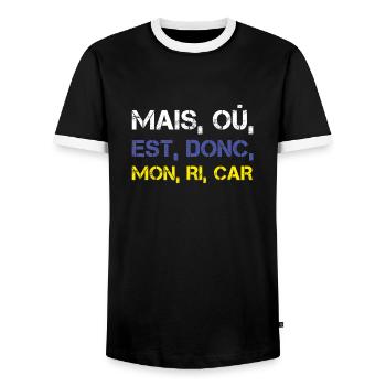 Pastis Mais Où Donc Mon Cadeau Homme Alcool Humour - T-shirt contrasté Homme - noir/blanc - Devant - AI Model Female 172 light (172cm) & AI Model Male 178 light (178cm)