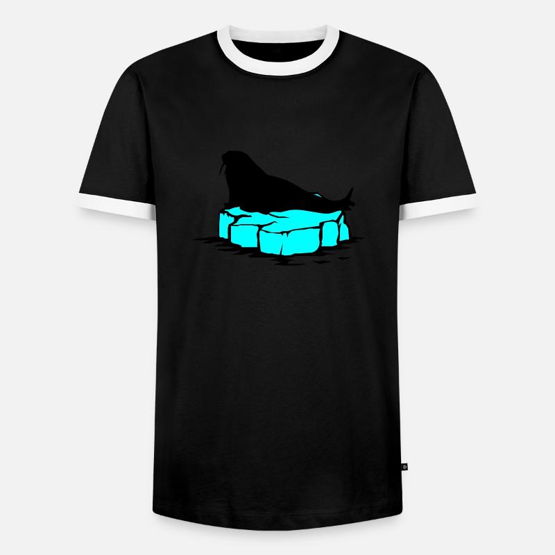 seehund eis - Männer Kontrast-T-Shirt - Schwarz/Weiß