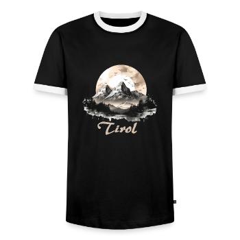 Tyrol motif with mountains for Tyroleans - Men's Ringer Shirt - black/white - Front - AI Model Female 172 light (172cm) & AI Model Male 178 light (178cm)
