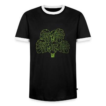 Monstera Deliciosa Albo Plante d’intérieur botanique - T-shirt contrasté Homme - noir/blanc - Devant - AI Model Female 172 light (172cm) & AI Model Male 178 light (178cm)