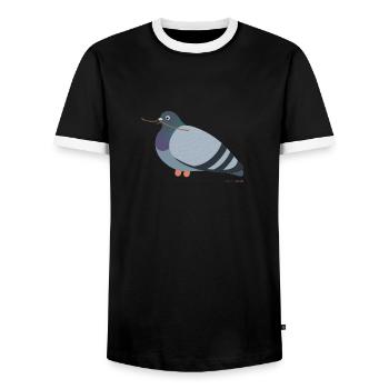 Taube mit einem Ast im Schnabel - Männer Kontrast-T-Shirt - Schwarz/Weiß - Vorne - AI Model Female 172 light (172cm) & AI Model Male 178 light (178cm)