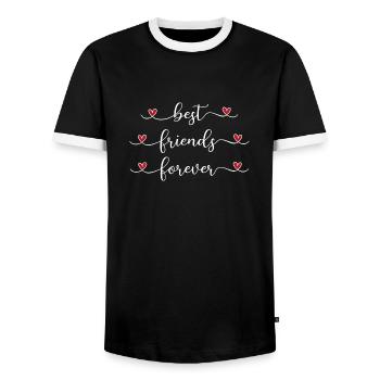 Best friends forever - Männer Kontrast-T-Shirt - Schwarz/Weiß - Vorne - AI Model Female 172 light (172cm) & AI Model Male 178 light (178cm)