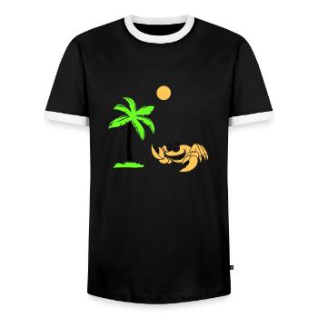 Palmier crabe - T-shirt contrasté Homme - noir/blanc - Devant - AI Model Female 172 light (172cm) & AI Model Male 178 light (178cm)
