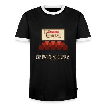 Cinéma Cinéphile Rétro Vintage Classique Cinéma TV - T-shirt contrasté Homme - noir/blanc - Devant - AI Model Female 172 light (172cm) & AI Model Male 178 light (178cm)