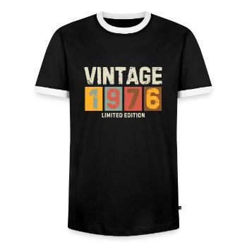 Vintage 1976 Limited Edition Classic birthday gift - Men's Ringer Shirt - black/white - Front - AI Model Female 172 light (172cm) & AI Model Male 178 light (178cm)