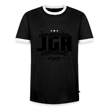 Bachelor party bachelor party - Men's Ringer Shirt - black/white - Front - AI Model Female 172 light (172cm) & AI Model Male 178 light (178cm)