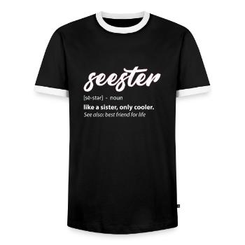 Seester Définition Maman Soeur Ami Soeur - T-shirt contrasté Homme - noir/blanc - Devant - AI Model Female 172 light (172cm) & AI Model Male 178 light (178cm)