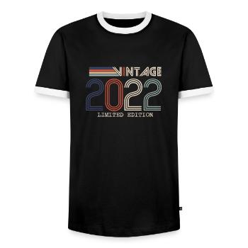 Vintage 2022 Cadeau Anniversaire - Millésime 2022 - T-shirt contrasté Homme - noir/blanc - Devant - AI Model Female 172 light (172cm) & AI Model Male 178 light (178cm)