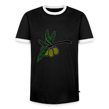 Olive branch - Men's Ringer Shirt - black/white - Front - AI Model Female 172 light (172cm) & AI Model Male 178 light (178cm)