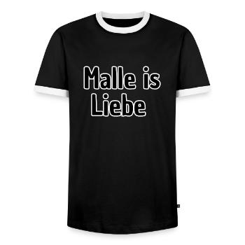 Malle is Liebe Schriftzug - Männer Kontrast-T-Shirt - Schwarz/Weiß - Vorne - AI Model Female 172 light (172cm) & AI Model Male 178 light (178cm)
