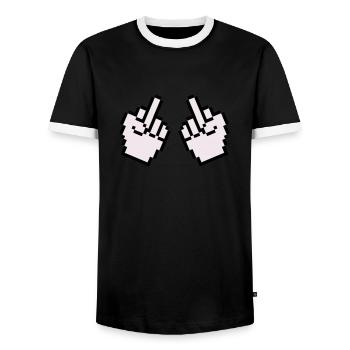 Doigt d’honneur Pixel 2 - T-shirt contrasté Homme - noir/blanc - Devant - AI Model Female 172 light (172cm) & AI Model Male 178 light (178cm)