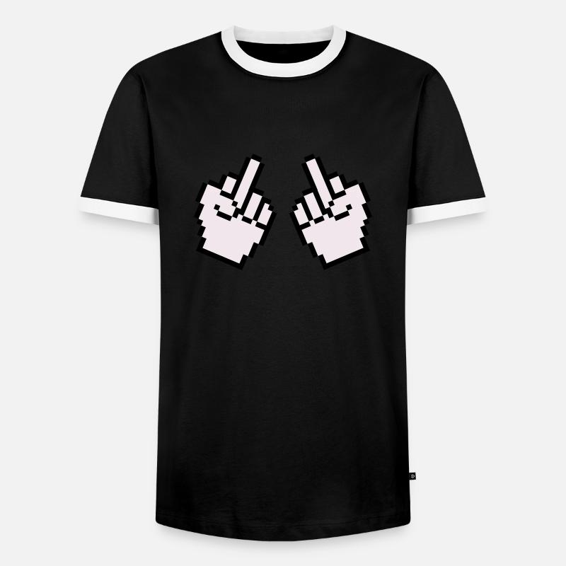 Middle Finger Pixel 2 - Men's Ringer Shirt - black/white
