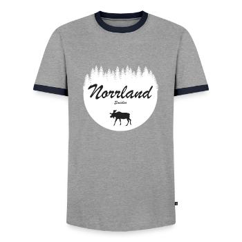 Norrland Suède Région Vacances Orignal Autocollant - T-shirt contrasté Homme - gris/marine  - Devant - AI Model Female 172 light (172cm) & AI Model Male 178 light (178cm)