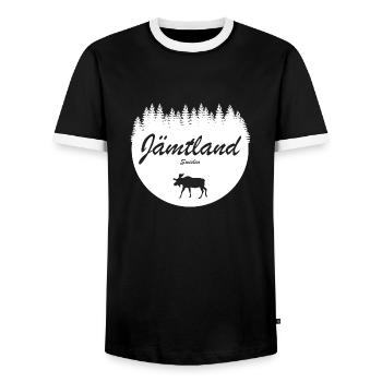 Jämtland Schweden Aufkleber Urlaub Elch Norden - Männer Kontrast-T-Shirt - Schwarz/Weiß - Vorne - AI Model Female 172 light (172cm) & AI Model Male 178 light (178cm)