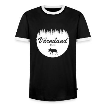 Värmland Schweden Aufkleber Urlaub Elch Norden - Männer Kontrast-T-Shirt - Schwarz/Weiß - Vorne - AI Model Female 172 light (172cm) & AI Model Male 178 light (178cm)
