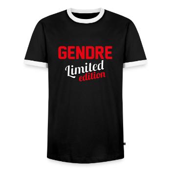 GENDRE LIMITED EDITION - Men's Ringer Shirt - black/white - Front - AI Model Female 172 light (172cm) & AI Model Male 178 light (178cm)