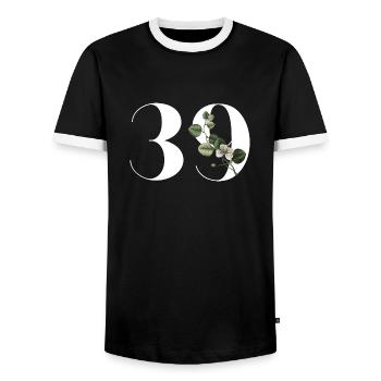 Nummer 39 Blumengrün - 39. Blumengeburtstag - Männer Kontrast-T-Shirt - Schwarz/Weiß - Vorne - AI Model Female 172 light (172cm) & AI Model Male 178 light (178cm)