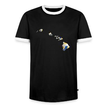 Echter Volleyball in der Hawaii State Landkarte - Männer Kontrast-T-Shirt - Schwarz/Weiß - Vorne - AI Model Female 172 light (172cm) & AI Model Male 178 light (178cm)