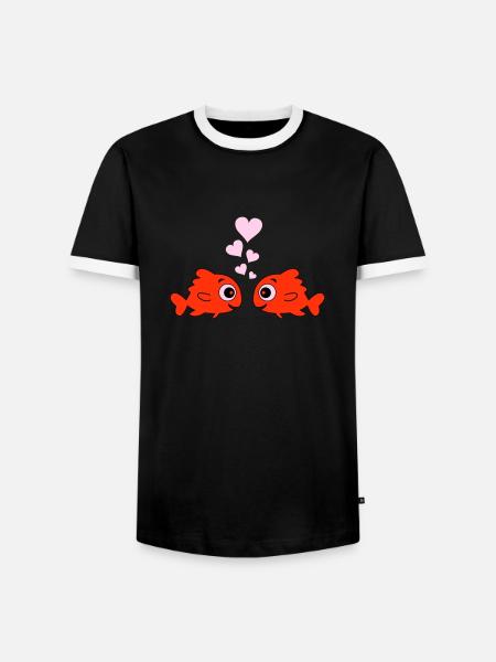 Comic Pisces in Love - Men's Ringer Shirt - black/white
