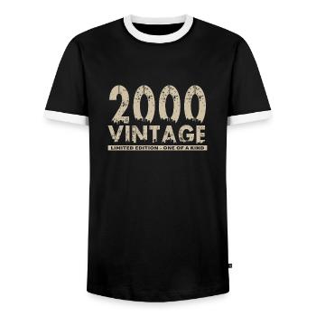 Jahrgang 2000 Bursdag - Unikat - Männer Kontrast-T-Shirt - Schwarz/Weiß - Vorne - AI Model Female 172 light (172cm) & AI Model Male 178 light (178cm)