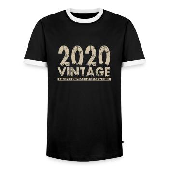 Jahrgang 2020 Bursdag - Unikat - Männer Kontrast-T-Shirt - Schwarz/Weiß - Vorne - AI Model Female 172 light (172cm) & AI Model Male 178 light (178cm)