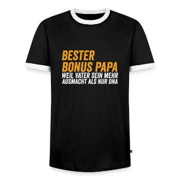 Bonus Papa bester Vater lustig DNA - Männer Kontrast-T-Shirt - Schwarz/Weiß - Vorne - AI Model Female 172 light (172cm) & AI Model Male 178 light (178cm)
