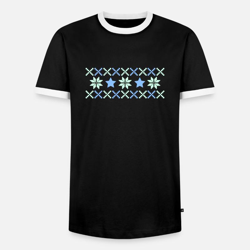 Winter Norway Pattern - Men's Ringer Shirt - black/white