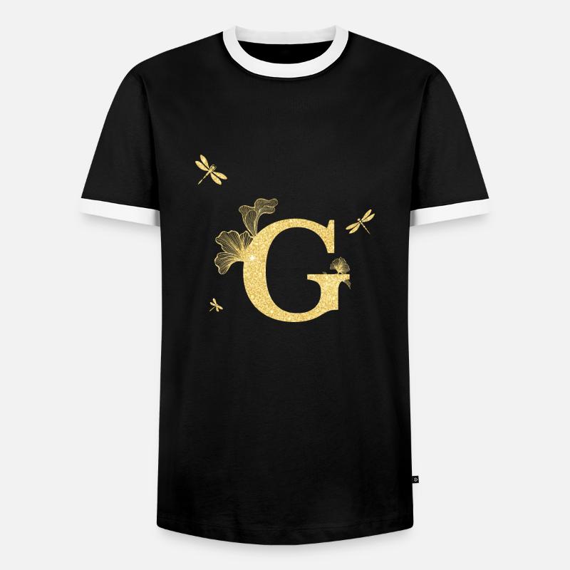 Buchstabe g goldene Glitzerlibelle - Geschenkidee - Männer Kontrast-T-Shirt - Schwarz/Weiß