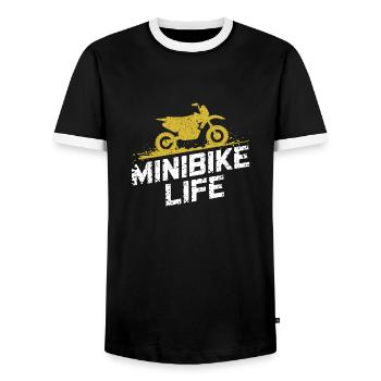 Small bikes, big passion - Men's Ringer Shirt - black/white - Front - AI Model Female 172 light (172cm) & AI Model Male 178 light (178cm)