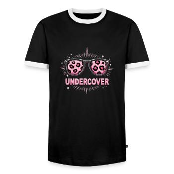 Sonnenbrille & Kostüm - Lustiges Motiv - Männer Kontrast-T-Shirt - Schwarz/Weiß - Vorne - AI Model Female 172 light (172cm) & AI Model Male 178 light (178cm)