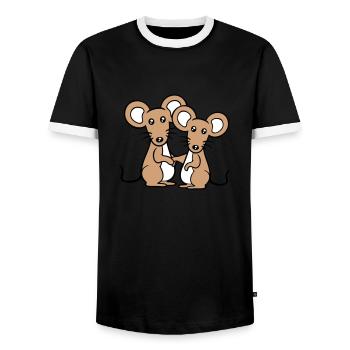2 Mäuse Paar Zwei Verliebt Valentinstag Frau Mann - Männer Kontrast-T-Shirt - Schwarz/Weiß - Vorne - AI Model Female 172 light (172cm) & AI Model Male 178 light (178cm)