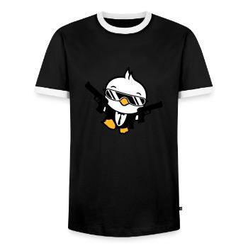 Bird 2 Gun Guns Agent Sunglasses Cool - Men's Ringer Shirt - black/white - Front - AI Model Female 172 light (172cm) & AI Model Male 178 light (178cm)