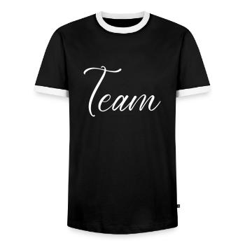 Team - Men's Ringer Shirt - black/white - Front - AI Model Female 172 light (172cm) & AI Model Male 178 light (178cm)