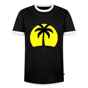 Palm Tree Beach Soleil - T-shirt contrasté Homme - noir/blanc - Devant - AI Model Female 172 light (172cm) & AI Model Male 178 light (178cm)