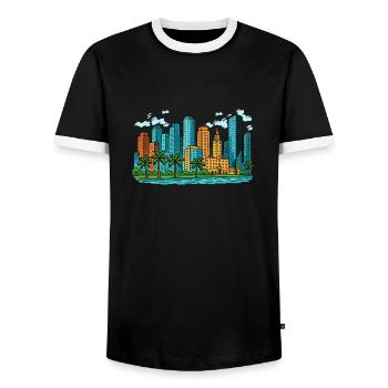 miami stadt - Männer Kontrast-T-Shirt - Schwarz/Weiß - Vorne - AI Model Female 172 light (172cm) & AI Model Male 178 light (178cm)